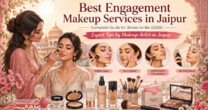 Best Engagement Makeup Services in Jaipur with professional makeup artist creating bridal engagement look